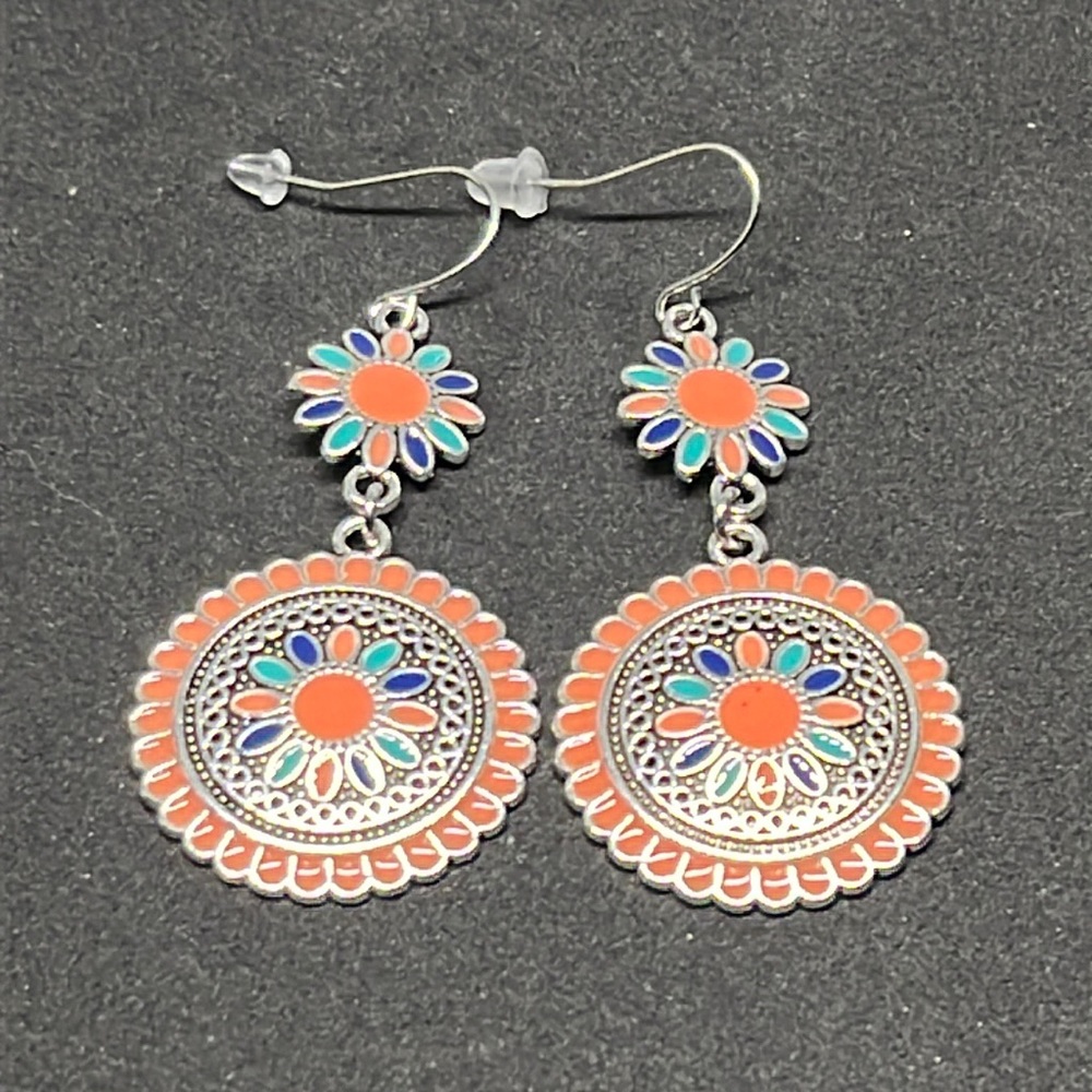 Earrings boho flowers aesthetic dangle‎